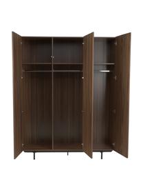 Drehtürenschrank Germina, 3-türig, Korpus: Mitteldichte Holzfaserpla, Füße: Metall, pulverbeschichtet, Braun, B 155 x H 200 cm