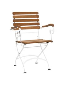 Sedia pieghevole con braccioli Parklife 2 pz, Seduta: legno di acacia, oliato, , Struttura: metallo zincato, vernicia, Bianco, legno d'acacia, Larg. 59 x Prof. 52 cm