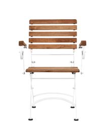 Klapstoelen Parklife met armleuningen, 2 stuks, Zitvlak: geolied acaciahout, ®FSC-, Frame: verzinkt en gepoedercoat , Wit, acaciahoutkleurig, B 59 x D 52 cm