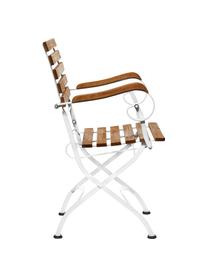 Składane krzesło ogrodowe z podłokietnikami Parklife, 2 szt., Stelaż: metal ocynkowany, malowan, Biały, drewno akacjowe, S 59 x G 52 cm
