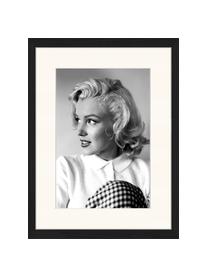 Gerahmter Digitaldruck Marilyn Monroe, Bild: Digitaldruck auf Papier, , Rahmen: Holz, lackiert, Front: Plexiglas, Schwarz, Weiss, 33 x 43 cm