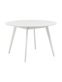 Ronde eettafel Yumi in wit, Ø 115 cm, Tafelblad: MDF met gelakt eikenhoutf, Poten: massief en gelakt rubberh, Wit, Ø 115 x H 74 cm