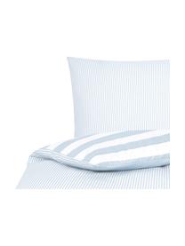 Obojstranná posteľná bielizeň z bavlny renforcé Lorena, pruhovaná, Biela, svetlomodrá, 135 x 200 cm + 1 vankúš 80 x 80 cm