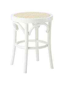 Taburete con tejido vienes Franz, Asiento: ratán, Estructura: madera de haya maciza, Blanco, Ø 36 x Al 45 cm