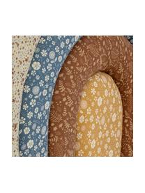 Cabecero de cama con estampado floral Jo, Tapizado: 100% algodón, Amarillo, marrón, azul, blanco crema, An 100 x Al 90 cm