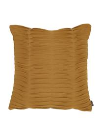 Katoenen kussen Pleated met geribbeld oppervlak in mosterdgeel, met vulling, 100% katoen, Mosterdgeel, B 45 x L 45 cm