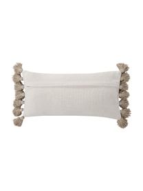 Kussenhoes Bla Bla van gerecycled katoen met kwastjes, 100% katoen, GRS-gecertificeerd, Beige, B 30 x L 60 cm