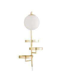 Wandlamp Cal met stekker, Frame: messing, Lampenkap: opaalglas, Messingkleurig, 30 x 62 cm