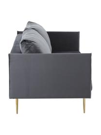 Sofa rozkładana z aksamitu Lauren, Tapicerka: aksamit (poliester) Dzięk, Nogi: metal lakierowany, Aksamitny szary, S 206 x W 87 cm