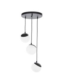 Suspension 3 lampes Sfera, Noir, blanc opalescent