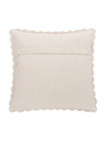 Housse de coussin 45x45 crochetée Brielle, 100 % coton, Blanc crème, larg. 45 x long. 45 cm