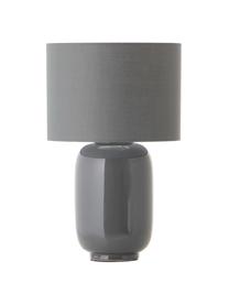 Keramik-Tischlampe Cadiz in Grau, Lampenschirm: Stoff, Grau, Ø 28 x H 43 cm