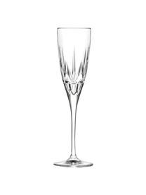 Krištáľové poháre na šampanské s reliéfom Chic, 6 ks, Krištáľové sklo Luxion, Priesvitná, Ø 6 x V 24 cm, 150 ml