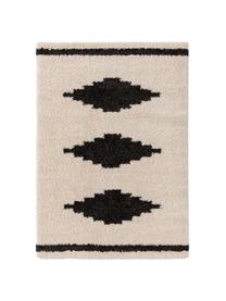 Tapis beige moelleux style bohème Selma, Beige clair, noir