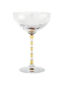 Copas pompadour de champán Deco, 8 uds., Vidrio, Transparente, dorado, Ø 11 x Al 17 cm