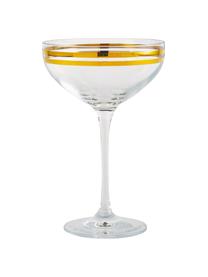 Champagnerschalen Deco mit Goldverzierungen, 8er-Set, Glas, Transparent, Goldfarben, Ø 11 x H 17 cm