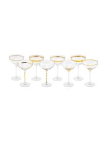 Champagnerschalen Deco mit Goldverzierungen, 8er-Set, Glas, Transparent, Goldfarben, Ø 11 x H 17 cm