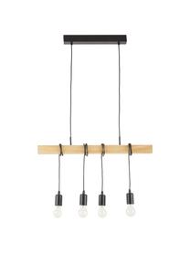 Suspension industrielle en bois Townshend, Noir, bois d'hévéa, larg. 70 x haut. 25 cm