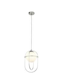 Kleine hanglamp Axis met glazen lampenkap, Lampenkap: glas, Baldakijn: metaal, Zilverkleurig, Ø 23 x H 37 cm
