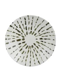 Piatto fondo dipinto a mano con decoro a pennellate Sparks, Gres, Bianco, verde, Ø 22 cm