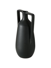 Handgefertigte Steingut-Vase Melax, Steingut, Schwarz, B 11 x H 20 cm