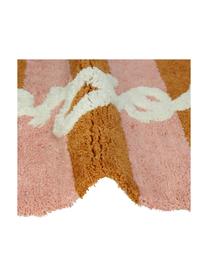 Tapis de bain tufté main en coton Bonjour, 100% coton, Orange, vieux rose, blanc, larg. 50 x long. 80 cm