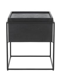 Mesa auxiliar Theo, con espacio de almacenamiento, Estructura: madera de mango maciza pi, Estructura: metal con pintura en polv, Madera de mango, negro, An 45 x Al 50 cm