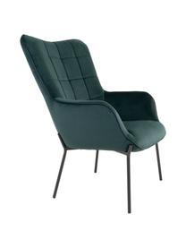 Sillón de terciopelo Glasgow, Tapizado: 100% terciopelo de poliés, Patas: metal recubierto, Verde oscuro, An 70 x F 79 cm