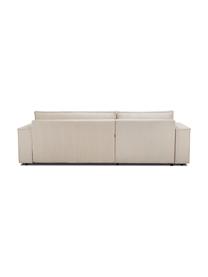 Divano letto angolare 4 posti in velluto a coste con contenitore Nihad, Rivestimento: corda di poliestere, Sottostruttura: legno, molle Nosag, Piedini: plastica, Tessuto beige, nero, Larg. 282 x Prof. 153 cm