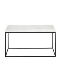 Marmor-Couchtisch Alys, Tischplatte: Marmor, Gestell: Metall, pulverbeschichtet, Weiss, marmoriert, Schwarz, B 80 x T 45 cm