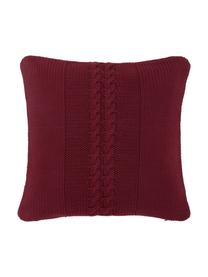 Federa arredo in cotone fatta a maglia Lucas, 100% cotone, Rosso scuro, Larg. 40 x Lung. 40 cm