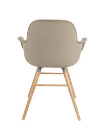 Silla con reposabrazos Albert Kuip, Asiento: 100% polipropileno, Patas: madera de fresno, Asiento: gris pardo Patas: madera de fresno, An 59 x Al 82 cm