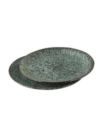 Speiseteller Vingo, 2 Stück, Steingut, Blaugrün, Schwarz, Ø 28 cm