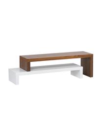 Mueble TV Cliff, Superficie: chapado en madera, Estructura: tablero de fibras, aglome, Blanco, marrón, An 125 x Al 40 cm