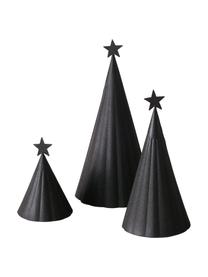 Decoratieve kerstboomset Vassi, 3-delig, Gepoedercoat metaal, Zwart, Set met verschillende formaten