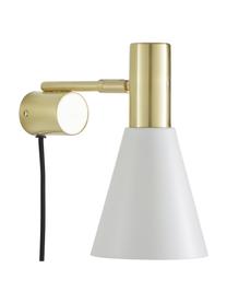 Verstellbare Wandleuchte Sia mit Stecker in Weiss-Gold, Lampenschirm: Metall, pulverbeschichtet, Gestell: Metall, vermessingt, Weiss, Messingfarben, T 23 x H 27 cm