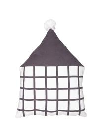 Coussin peluche de coton bio House, Anthracite, blanc