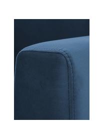 Fluwelen hoekbank Luna, Bekleding: fluweel (polyester), Frame: massief beukenhout, Poten: gegalvaniseerd metaal, Blauw, B 280 x D 184 cm