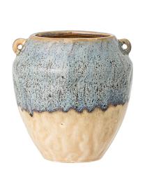 Petit cache-pot grès cérame Ica, Grès cérame, Bleu, beige, Ø 14 x haut. 15 cm