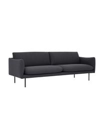 Sofa Moby (3-Sitzer) in Dunkelgrau mit Metall-Füssen, Bezug: Polyester Der hochwertige, Gestell: Massives Kiefernholz, FSC, Webstoff Dunkelgrau, B 220 x T 95 cm