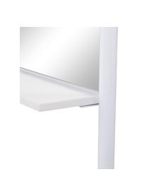 Specchio da terra con mensola Leaning, Cornice: metallo, Piedini: legno, Superficie dello specchio: lastra di vetro, Bianco, beige, Larg. 48 x Alt. 171 cm