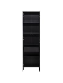 Schrank Avourio mit geriffelter Front aus Kiefernholz, Korpus: Kiefernholz, FSC-zertifiz, Füße: Metall, beschichtet, Schwarz, B 60 x H 210 cm