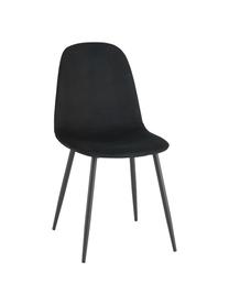 Table ronde avec chaises en velours Gilda, Ø 110 cm, Velours noir, bois clair, Ø 110 x haut. 75 cm