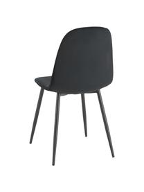 Table ronde avec chaises en velours Gilda, Ø 110 cm, Velours noir, bois clair, Ø 110 x haut. 75 cm