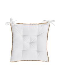 Coussin de chaise en jute Justina, Beige, blanc, larg. 40 x long. 40 cm