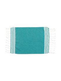 Lot de serviettes de bain légère Hamptons, 3 élém., Vert turquoise, blanc