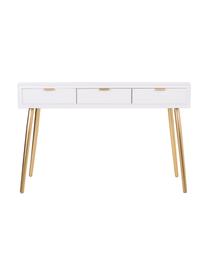 Consola de recibidor de madera Janette, Estructura: tablero de fibras de dens, Mandera pintada blanco, dorado, An 120 x Al 78 cm