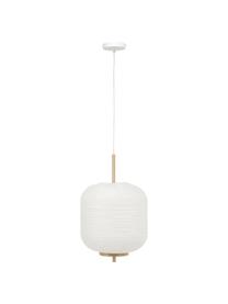 Design hanglamp Misaki uit rijstpapier, Lampenkap: rijstpapier, Decoratie: hout, Wit, helder hout, Ø 35 x H 63 cm