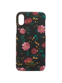 Cover  per iPhone X Black Flowers, Silicone, Multicolore, Larg. 7 x Alt. 15 cm