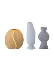 Ručne vyrobené vázy Lubava, 3 diely, Kamenina, Žltá, svetlosivá, sivá, Súprava s rôznymi veľkosťami